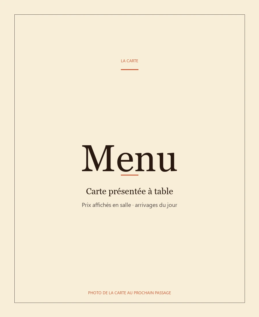 Carte O Ta'aone Food Truck, photo de la carte au prochain passage